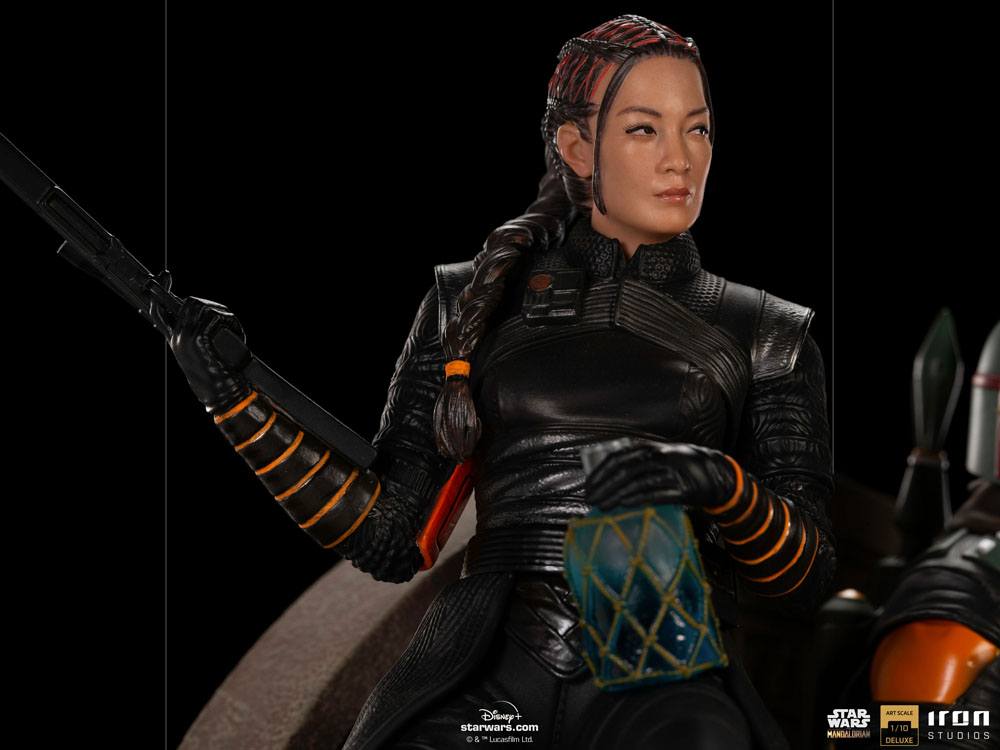 Star Wars The Mandalorian Boba Fett & Fennec on Throne Deluxe Art Scale Statue