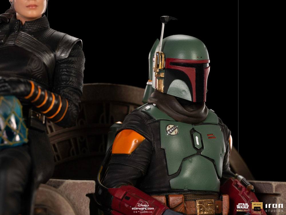 Star Wars The Mandalorian Boba Fett & Fennec on Throne Deluxe Art Scale Statue