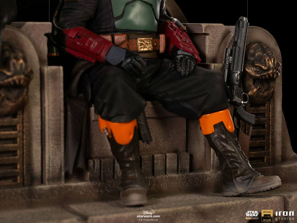 Star Wars The Mandalorian Boba Fett & Fennec on Throne Deluxe Art Scale Statue