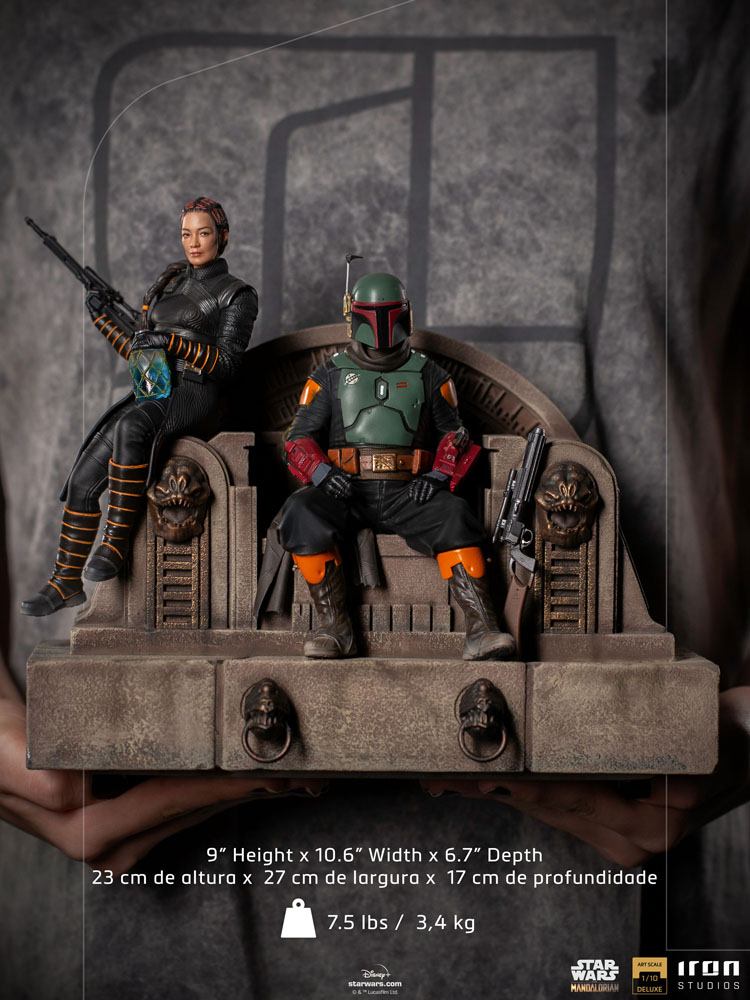 Star Wars The Mandalorian Boba Fett & Fennec on Throne Deluxe Art Scale Statue