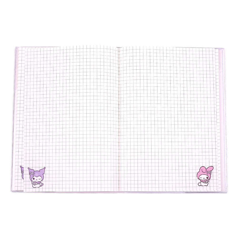 Sanrio Kuromi & My Melody Pastel Flower Holographic Checkered Notizbuch