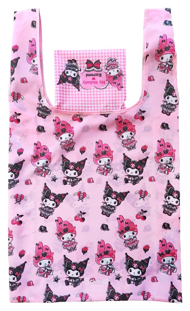 Sanrio Pink Black Party Series Kuromi & My Melody Foldable Tragetasche