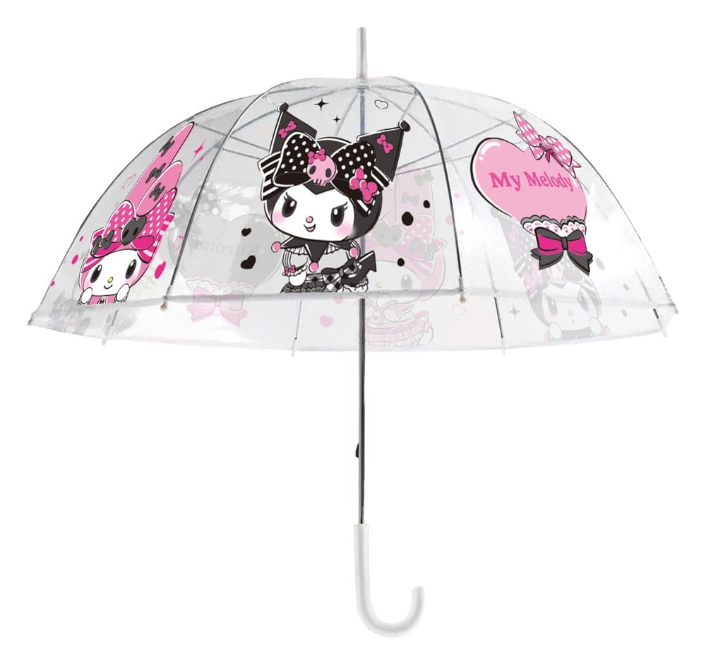 Sanrio Pink Black Party Series Kuromi & My Melody Transparent Regenschirm