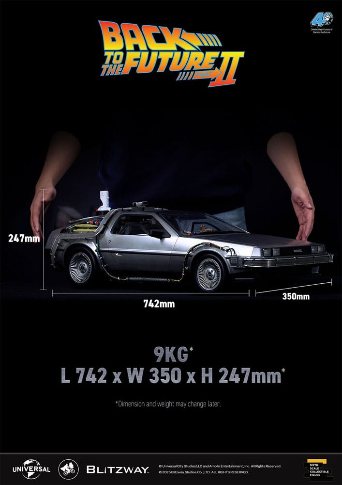 Zurück in die Zukunft II - Zeitmaschine Time Machine Premium UMS Fahrzeug 74 cm 1/6 Fahrzeug Blitzway