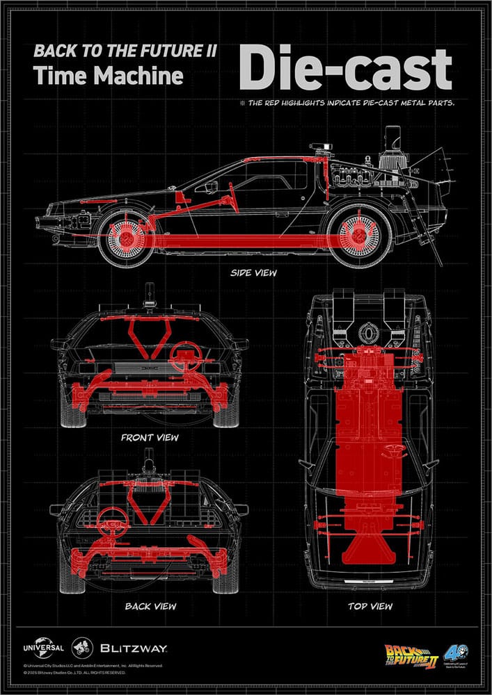 Zurück in die Zukunft II - Zeitmaschine Time Machine Premium UMS Fahrzeug 74 cm 1/6 Fahrzeug Blitzway